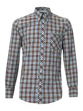 View Item Ben Sherman Classic Check Button Down Union Fit Long Sleeve Shirt Burgundy Blue 